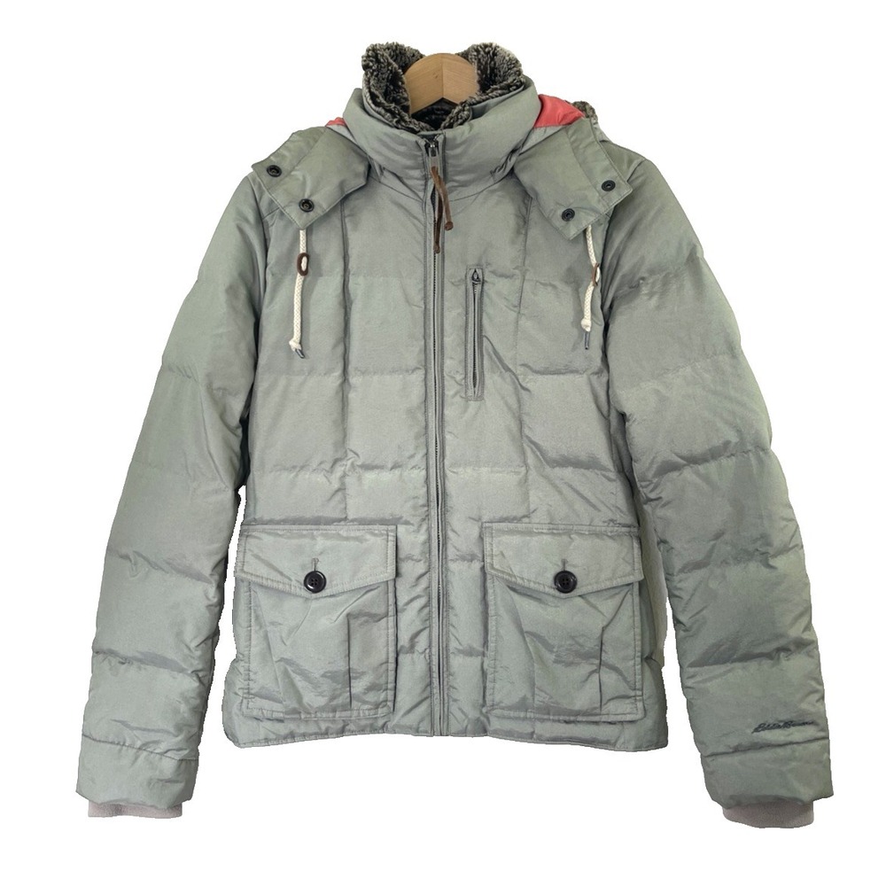 Eddie Bauer Womens Yukon Hooded Fur Goose Down Jacket Parka Size S‎ Light Green